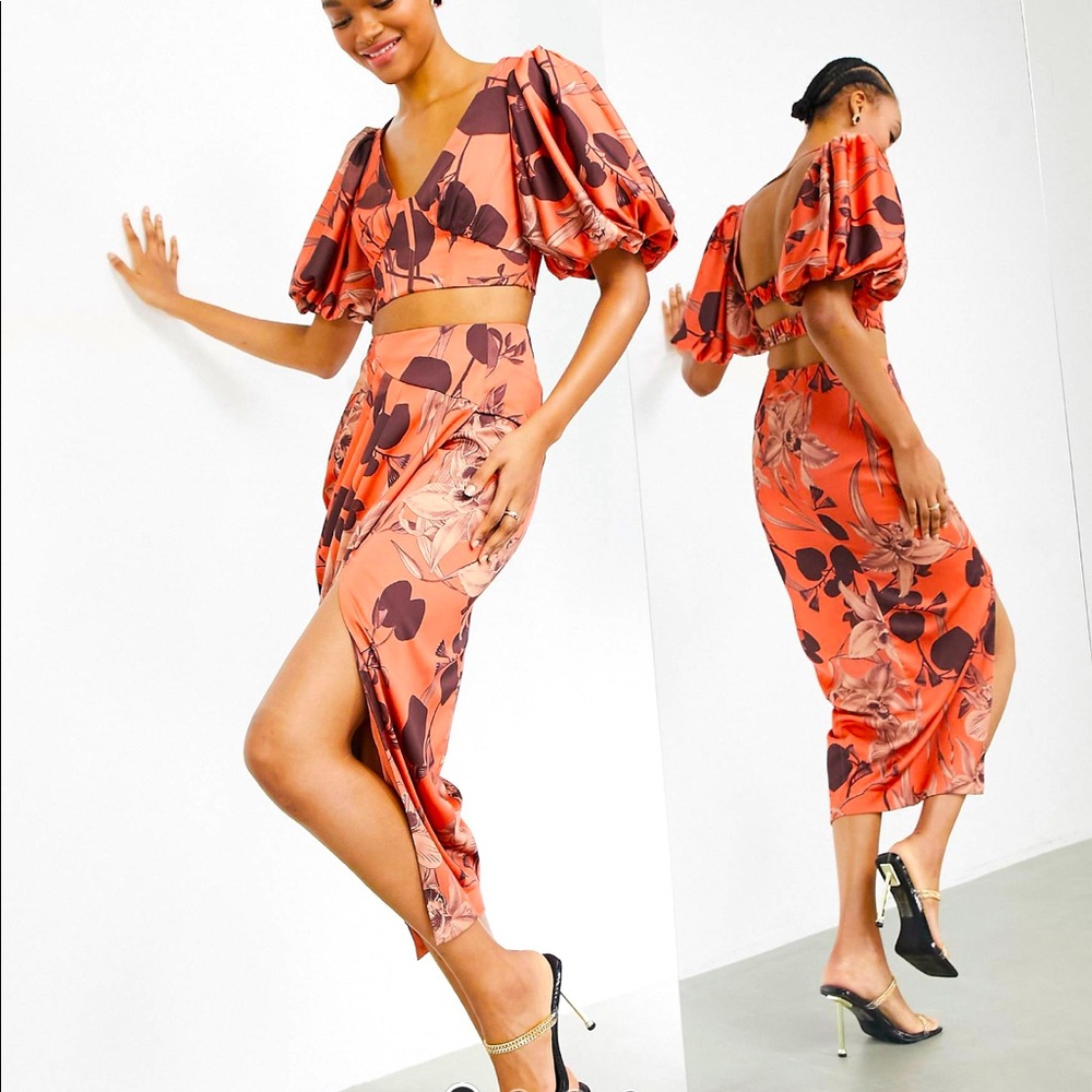 ASOS EDITION-Satin NEVER worn two-piece skirt & top